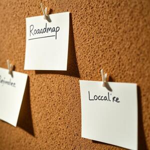 Roadmap cards pinned on a board
